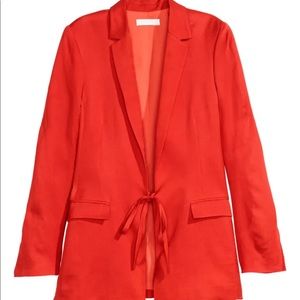 NEW H&M Red Linen Blazer SZ 8